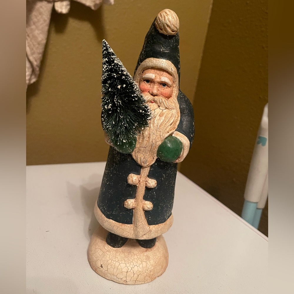 Vintage Santa Claus Figurine with Tree